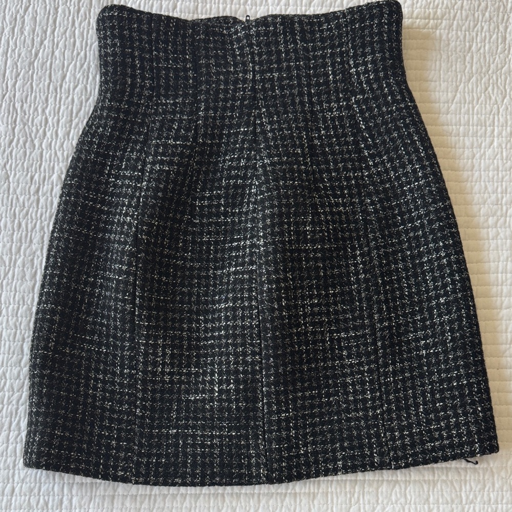 & Other Stories Black and White Tweed Mini Skirt